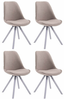 4-delige set stoelen Teulouso Stof Rond wit, Taupe