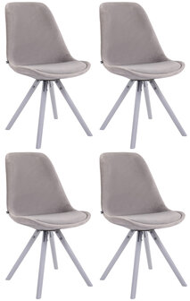 4-delige set stoelen Teulouso fluweel Rond wit, Grijs