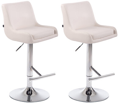 2-delige set barkruk Cleb kunstleer chroom, Wit