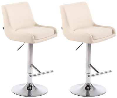 2-delige set barkruk Cleb kunstleer chroom, Creme