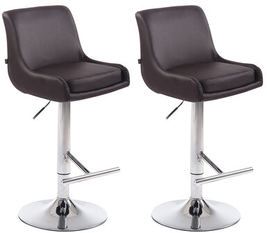 2-delige set barkruk Cleb kunstleer chroom, Bruin