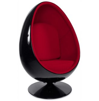 Fauteuil Valerie (Egg Chair / Ei Stoel) Zwart/Rood