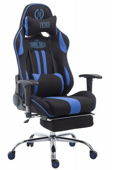 Gaming Stoel Rico Blauw Stof met Voetsteun