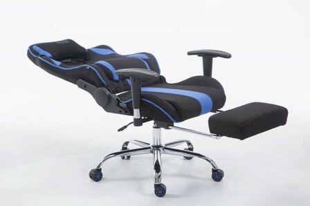 Gaming Stoel Rico Blauw Stof met Voetsteun