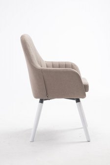 Eetkamerstoel Helene Stof Taupe, Wit Onderstel
