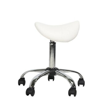 Ergonomische zadelkruk op wielen - Kapperskruk Wit