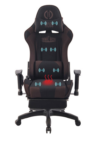 Gaming Stoel Lorenzo XFM Bruin Stof met Voetsteun en Massagefunctie