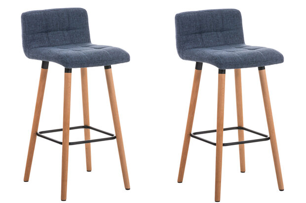 Set van 2 barkrukken Lonciln Stof natura,Blauw