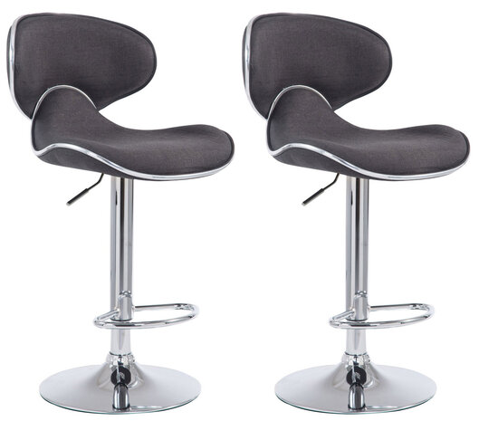 Set van 2 barkrukken Lis Vigis V2-stof Grijs,Chroom