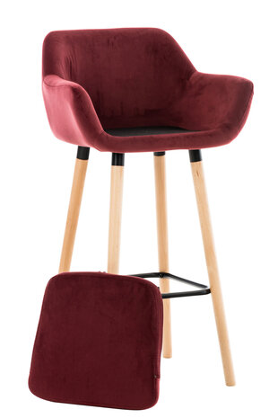Barkruk Grint Fluweel Rood