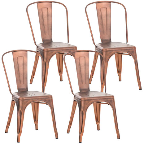 Set van 4 Binedekt stoelen kupfer, 