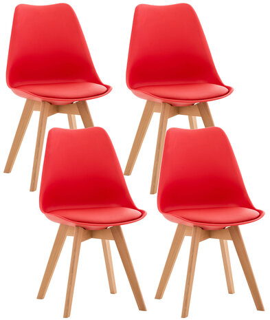 Set van 4 eetkamerstoelen Lenaris Rood,Kunststoff