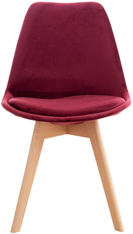 Set van 4 eetkamerstoelen Lenaris bordeauxRood,Samt