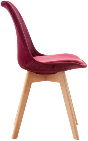 Set van 4 eetkamerstoelen Lenaris bordeauxRood,Samt