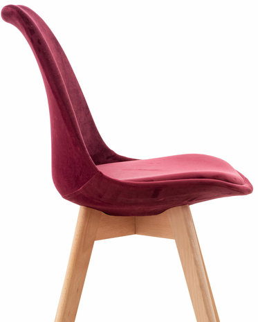 Set van 4 eetkamerstoelen Lenaris bordeauxRood,Samt