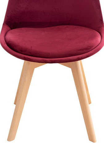 Set van 4 eetkamerstoelen Lenaris bordeauxRood,Samt