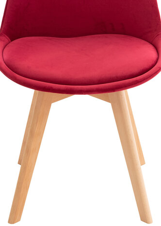 Set van 4 eetkamerstoelen Lenaris Rood,Samt