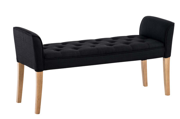 Chaise longue Claapotre, stof Zwart,antik-hell