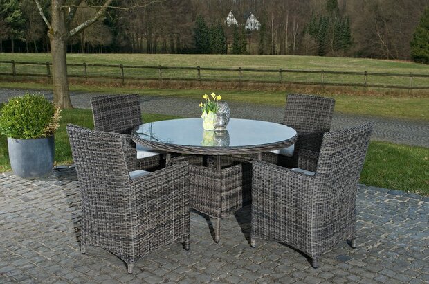 Tuinset Wicker Panelli Grijs-meliert,CremeWit