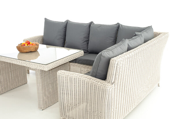 Lounge Dining Set Menire 5mm perlWit,eisenGrijs