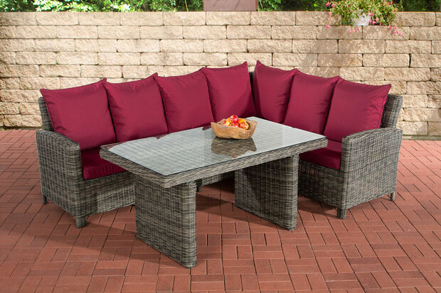 Lounge Dining Set Menire 5mm Grijs-meliert,rubinRood