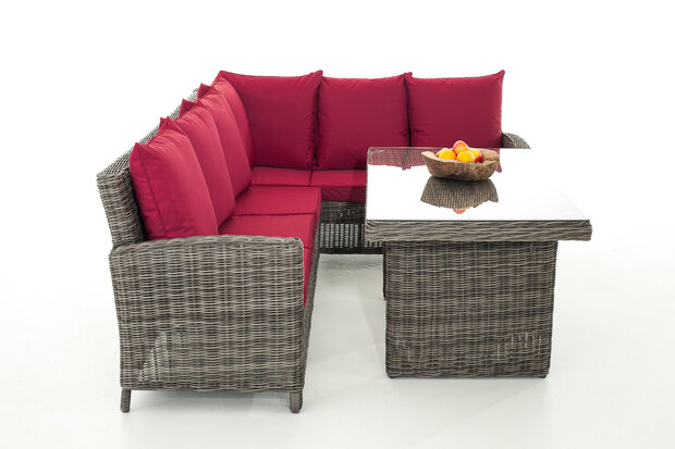 Lounge Dining Set Menire 5mm Grijs-meliert,rubinRood