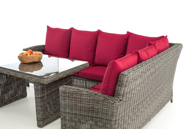 Lounge Dining Set Menire 5mm Grijs-meliert,rubinRood