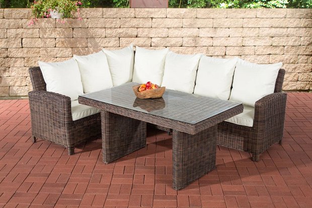 Lounge Dining Set Bormee 5mm Bruin-meliert,CremeWit