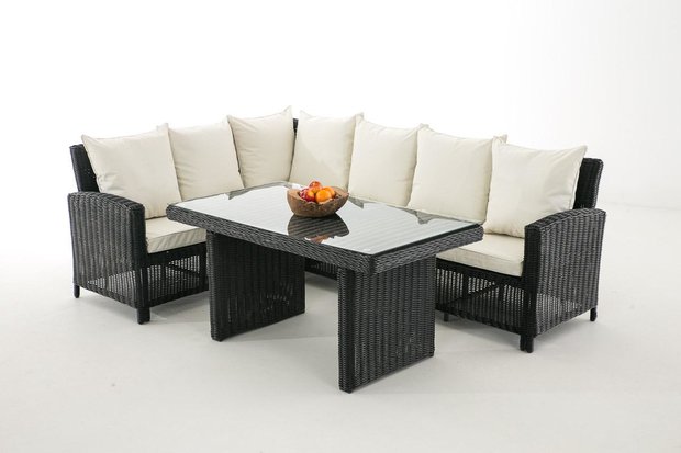 Lounge Dining Set Bormee 5mm Zwart,CremeWit