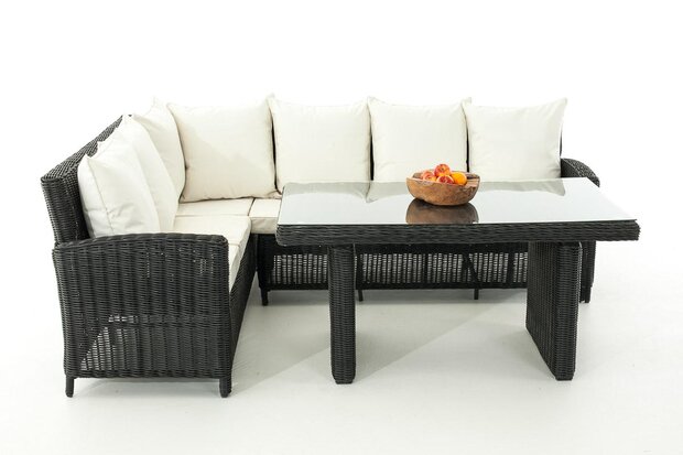 Lounge Dining Set Bormee 5mm Zwart,CremeWit