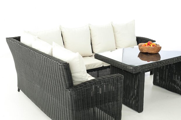 Lounge Dining Set Bormee 5mm Zwart,CremeWit