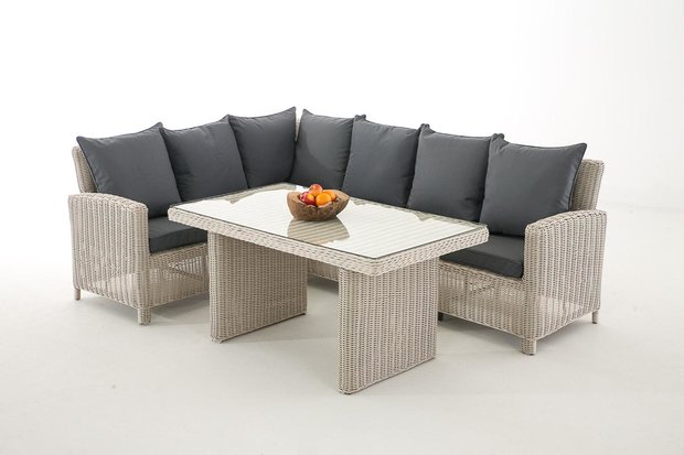 Lounge Dining Set Bormee 5mm perlWit,eisenGrijs