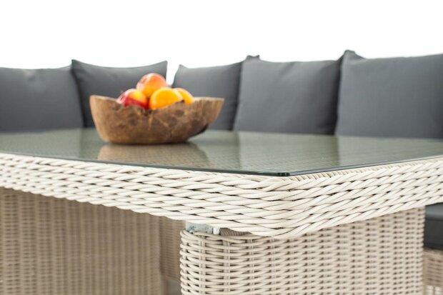 Lounge Dining Set Bormee 5mm perlWit,eisenGrijs