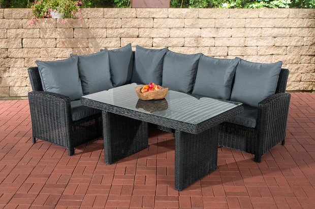 Lounge Dining Set Bormee 5mm Zwart,eisenGrijs
