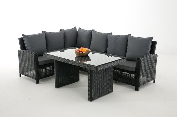 Lounge Dining Set Bormee 5mm Zwart,eisenGrijs