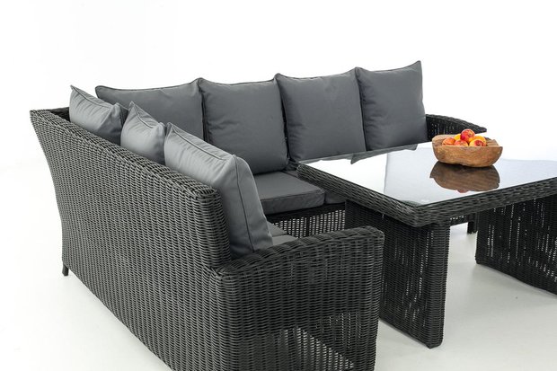 Lounge Dining Set Bormee 5mm Zwart,eisenGrijs