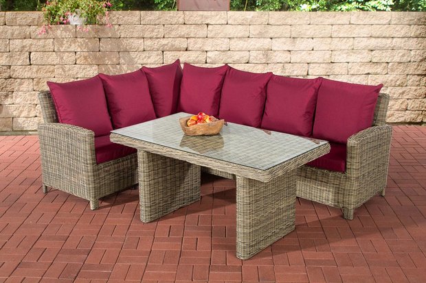 Lounge Dining Set Bormee 5mm natura,rubinRood