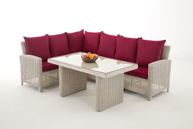 Lounge Dining Set Bormee 5mm perlWit,rubinRood