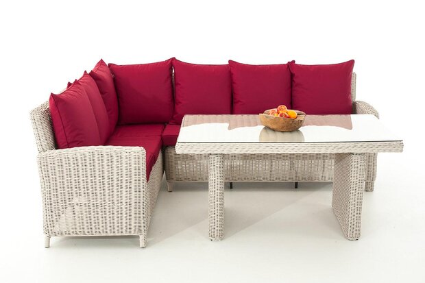 Lounge Dining Set Bormee 5mm perlWit,rubinRood