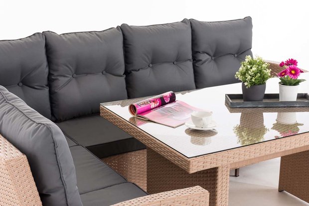 Lounge Dining Set Bormee sand,eisenGrijs