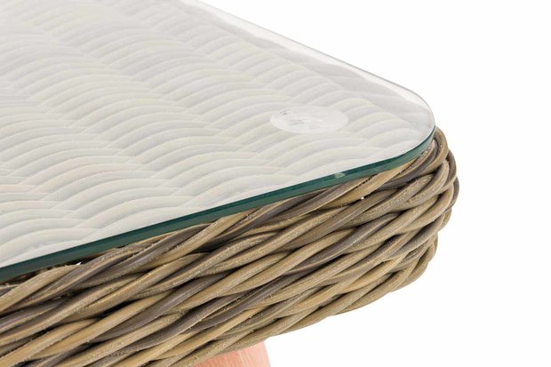 Hoek loungeset Skara,5mm rond Polyrattan - natura rubinRood,40 cm (HellBruin)