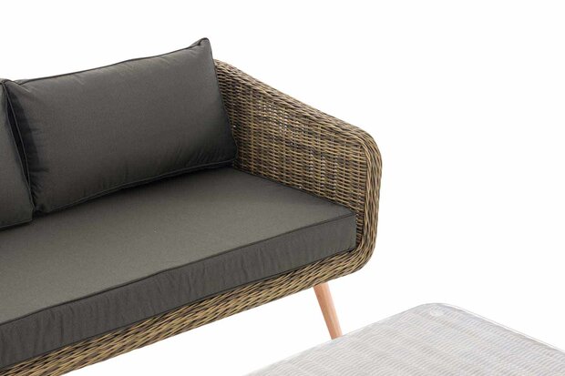 Hoek loungeset Skara,5mm rond Polyrattan - natura anthrazit,45 cm (HellBruin)