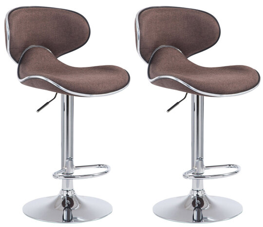Set van 2 barkrukken Lis Vigis V2-stof Bruin,Chroom