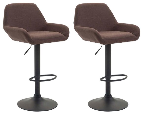 Set van 2 barkrukken Brigi stof Bruin,Zwart