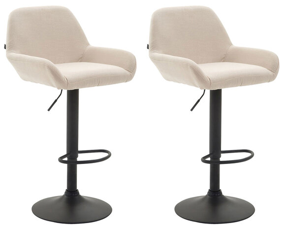 Set van 2 barkrukken Brigi stof Creme,Zwart