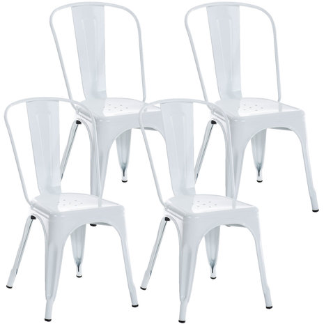 Set van 4 Binedekt stoelen Wit