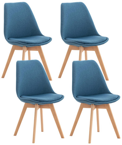 Set van 4 eetkamerstoelen Lenaris Blauw,Stoff