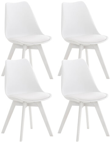 Set van 4 eetkamerstoelen Lenaris Wit/Wit,Kunststoff