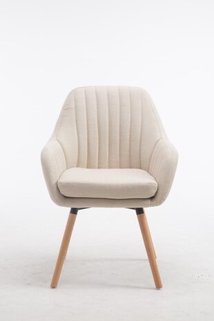 Retro eetkamerstoel Flarion, stof Creme,natura
