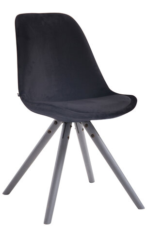 Eetkamerstoel Teulouso fluweel rond frame Zwart,Grijs